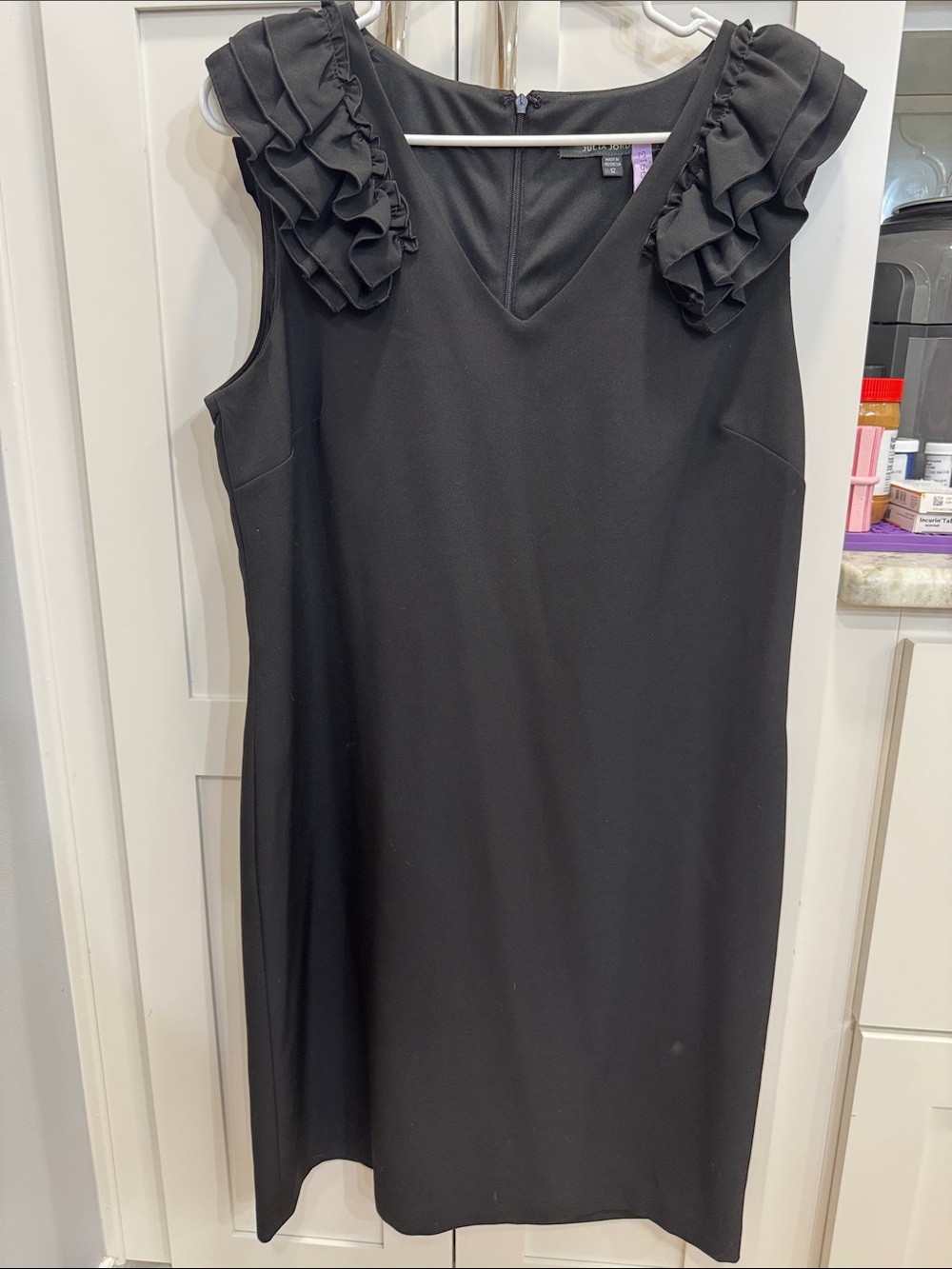 julia jordan Black Midi Dress with Ruffle Sleeves